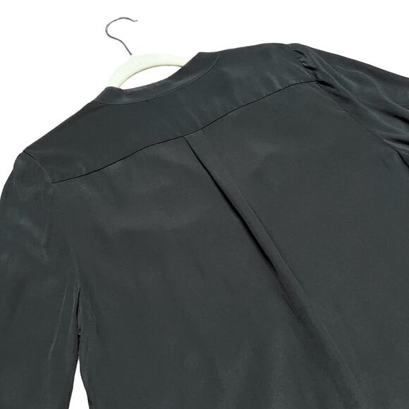 Moda International Silk Blouse with Roll Tab Sleeves Women’s Size Medium Black - Picture 8 of 12
